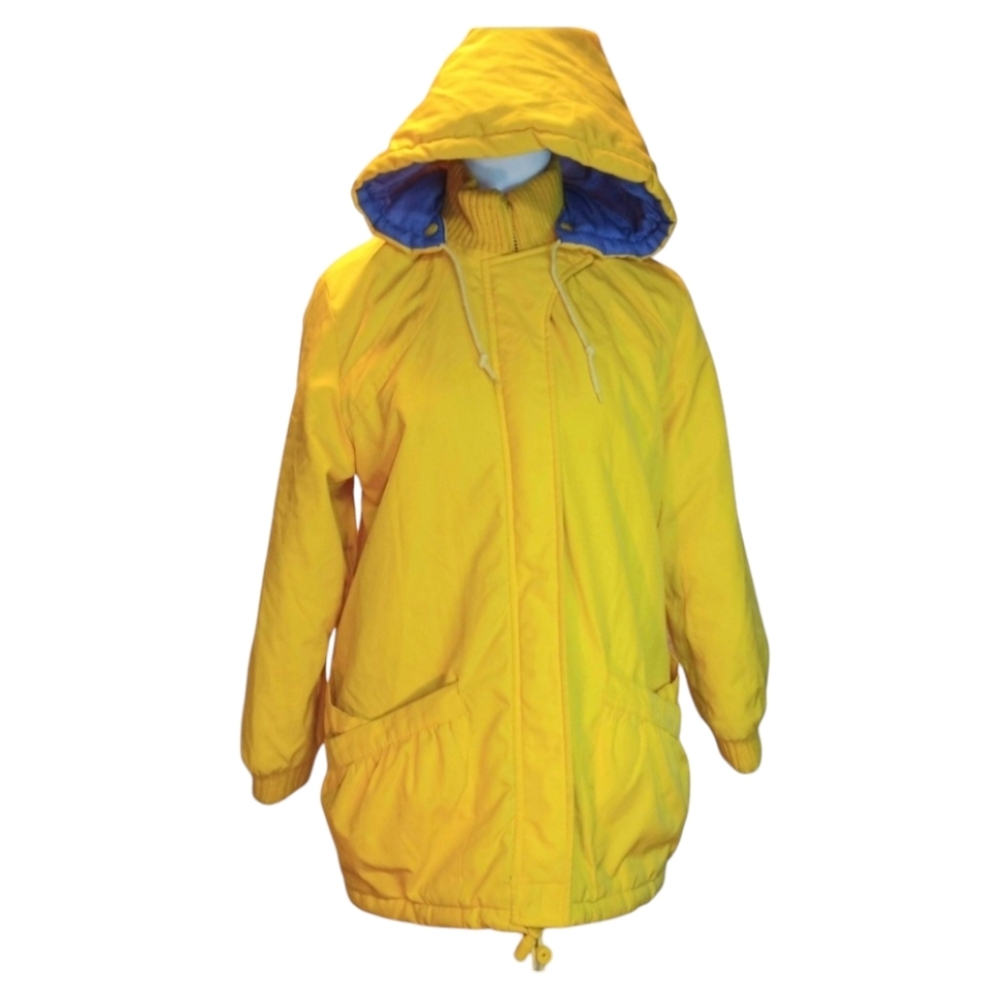 Montgomery Ward Vintage Yellow Hooded Zip Women Parka Jacket Coat Women Size 14